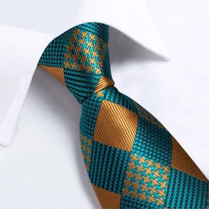 Neck Tie Set Gift Men Tie Teal Green Paisley Plaid Silk Wedding Tie For Men Design Hanky Cufflink Quality Men Tie Set Dropshipping