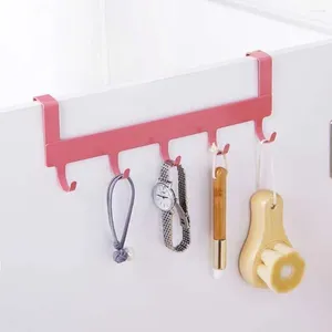 Hooks Traceless Bathroom Organizer Rack Storage Hanger 5 Iron Art Over Door Hook Multi-Purpose Back Type Towel