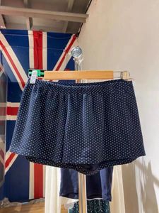 Shorts femininos DOT Marinha de verão Elastic de cintura alta reta Pant algodão de algodão caseira