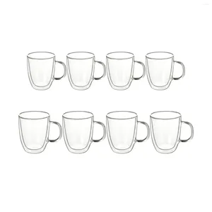 Becher 4-teilige Doppelwandglas Tasse Getränk Anti-Scenening Hitzefestes handgeblasener isolierter Kaffeetasse für Tee Cappuccino