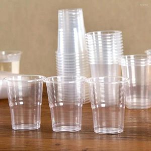 Copas descartáveis palhas 50pcs Clear Plastic Party S copos Jelly Ice Cream Wine Tea Coffee Cup de aniversário