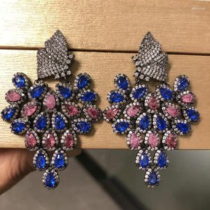 Orecchini penzolanti Bilincolor Vintage Butterfly Pink and Royal Blue Earring for Women