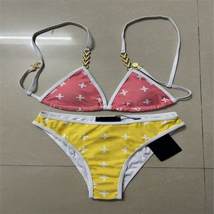 Designer kvinnor bikinis mode bekväm badkläder reversibel strandbikinis sommar baddräkt stripe brev mönster baddräkter storlek s-xl size s-xl #v801