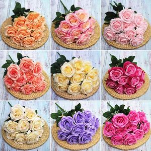 Flores decorativas Estilo ocidental 10 cabeças falsas seda de seda Holanda Rosas Viva e Decoração do quarto de cama Varidades de cores escolhem