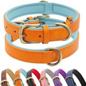 Dog Collars Classic Soft Padded Leather Collar Breathable Waterproof With Adjustable Durable Metal Buckle