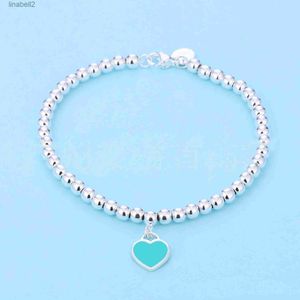 4mm Beads Love Heart Charm Bracelet for Women Girls Lovely Cute S Sier Beaded Designer Jewelry Bangle Blue Pink Red Pendant Bracelets