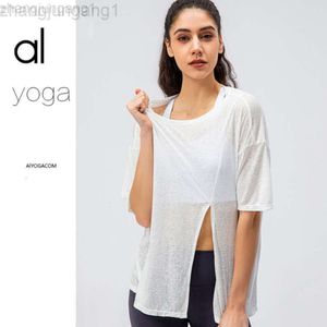 Desginer Als Yoga Aloe Shirt Clothe Woman Originsports Short Sleeved T-shirt Womens Smock Loose Quick Drying Running Fitness Top Large Suit