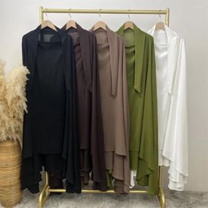 Roupas étnicas crepe macio modesto khimar abaya dubai islâmico árabe muçulmano vestido hijab mulheres niqab kebaya manto femme musulmane nikab eid