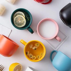 Tazze di piattini creativi in stile europeo tè latte di birra tazze in ceramica maneggiano la colazione succo di succo di casa per la casa arredamento eco