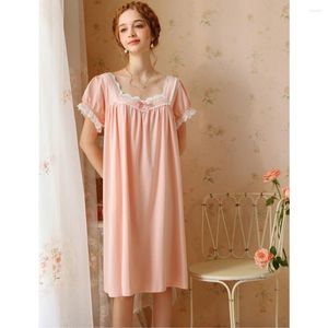 Röcke 2024 Baumwollspitze French Nightdress Summer Kurzärmelige süße Prinzessin Girls Sexy Loose Pyjamas Court