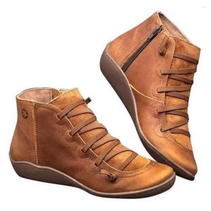 Yürüyüş ayakkabıları kadın pu deri ayak bileği botları kadınlar sonbahar kış çapraz strappy vintage punk düz bayanlar kadın botas mujer 4