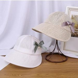 Boinas fios respiráveis Baseball Caps para Lady Tea Party vists com decalques de bowknot de férias acampando chapéu de sol primavera