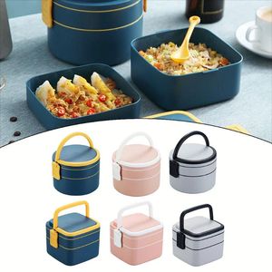 Dinkware Double Layer Lunch Box a doppio strato portatile a microonde per container per studenti con cucchiaio con cucchiaio