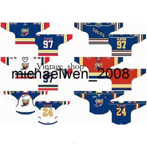 Vin Weng Go personalizzato 1995 96-2008 OHL MENS WOMENS BASSI BUI BLUI ROSSO STECHED Barrie Colts S 2003 06 07-2009 Ontario Hockey League