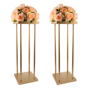 Candle Holders Wedding Flower Stand Set Of 2 Metal 23.52 Inches Gold Tall Floor Vase Column Centerpieces For Tables Christmas Decorations