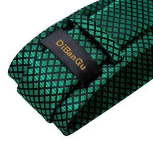 Zestaw krawata na szyję moda 8 cm zielona czarna kratona krawat męska