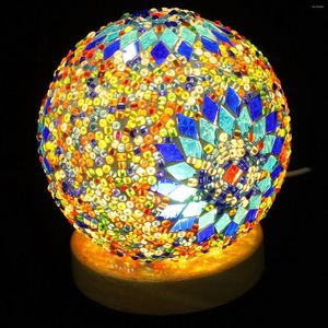 Night Lights Bohemian Style Light Bed Lamps Bedside For Bedroom Authentic Stand Glass