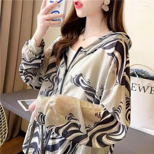 Women's Jackets Silk Hooded Sunscreen Clothing Jacket Women Summer Loose Breathable Thin Sun-Protective Coat Fashion Printing Outwear