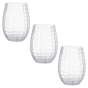 Disposable Cups Straws 3 Pcs Whisky Plastic Party Glasses Reusable Clear Drink Glassware Stemless Wedge Shape