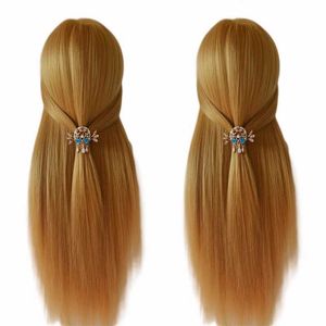 Mannequin Heads 100% high-temperature fiber optic blonde hair human model head training used for braid haircuts models and doll heads with clips Q2405101