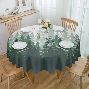 Table Cloth Forest Gradual Change Abstract Green Waterproof Tablecloth Decoration Wedding Home Kitchen Dining Room Round Cover