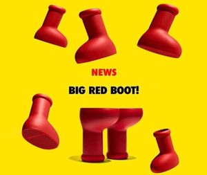 مصمم حمراء حمراء كبيرة Astro Boy Boot Boot Boots في الحياة الواقعية أزياء الرجال أحذية Rainboots Rubber Knee Boots Round1450936