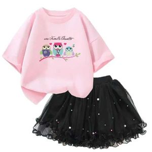 Set di abbigliamento per bambini estate abbigliamento ragazza cartone animato t-shirt+tutu a due pezzi kawaii bambina principessa abilità setl2405