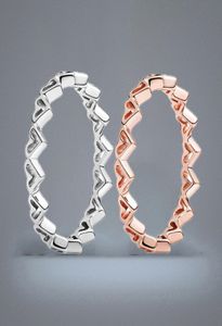 Rose Gold Freehand Hearts Ring Women Mens Wedding Present Jewelry For Authentic Silver Love Rings with Original Box Set5673622