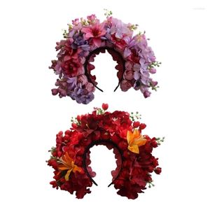 Клипсы для волос Цветочные короны с двойной боковой фестиваль Silk Festival Garlands для свадьбы