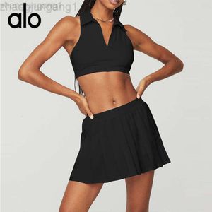 Desginer Als Yoga Aloe Shorts Woman Pant Top Women Officiwebsite Same Womens Outdoor Sports Tennis Set Anti Glare Short Skirt Breathable Fitness Suit