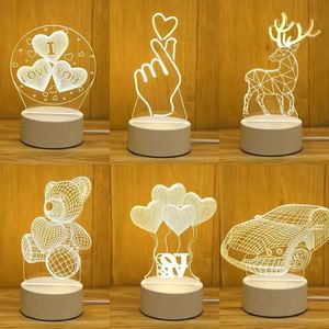 Işıklar 3D kalp yaratıcı ayı LED dekorasyonları küçük masa lambası romantik renkli yatak odası dekorasyon doğum günü hediyeleri fy5664 0409