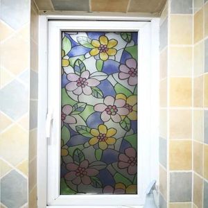 Adesivos de janela Flowers Glass Film Start Stick Sattical Stained Stained Privacy Protection PVC decorativo para móveis 60 200cm