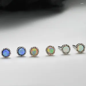 Brincos do garanhão 925 Sterling Silver Opal Geométrico para mulher garota simples