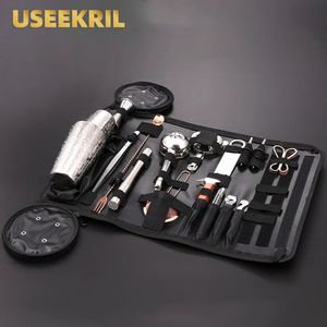 Bar bartender portable leather toolkit travel bag bar accessories storage bag only stainless steel cocktail shaker set 240510