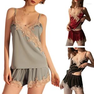 Women's Sleepwear Women Cami Top And Shorts Sexy Floral Lace Trim Lingerie Sets 37JB