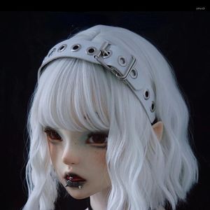 ヘアクリップヘッドドレス女性の手作り模倣レザーリベットプリーツリングボウヘッドバンドブラックホワイトファッションオールマッチデコレーション