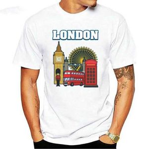 Мужские футболки с новой лондонской сувенирной футболка Великобритания Британская тур-автобус для взрослой футболка Top Top Top T240510