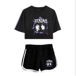 Jake Webber Johnnie Guilbert The Tinas Summer Women's Set Crop Top Shorts Two Piece Outfits Casual Tracksuit Streetwear