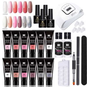 Nagellack nagelgel set med 90W 45st UV LED -lamptorkare snabb förlängningsgelats allt för manikyr akrylbyggnad polyglar för nageldesign T240510