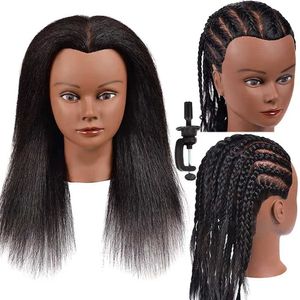 Mannequin Heads Headdoll Kopf 100% echtes Haar für Schönheit Manikin 14 Zoll Puppenkopf Friseur Training und Übung Q240510