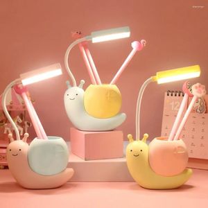 Lâmpadas de mesa Snail LED Night Light Organizer Leiting Lamp for Kid