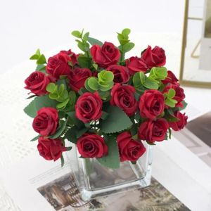 Dekorativa blommor Silk Room Party Table Decoration For Home Decor Peony Fake Flower Roses Bouquet Artificial Plant