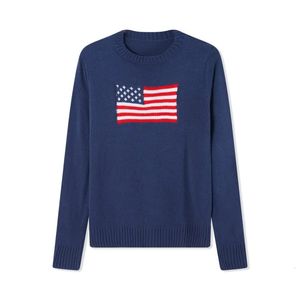 2024 Womens Women Flag Sweaters Vintage Casual Long Sleeve Crew Neck Loose Fit Knit Pullover Jumper Y2k Aesthetic Haruku Autumn