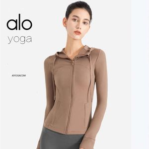 Desginer Als Yoga Aloeジャケットトップシャツ服ショートウーマンフーディー高弾性メッシュコート春と秋のクイック乾燥スリムフィット長裸の女性のためのスポーツ