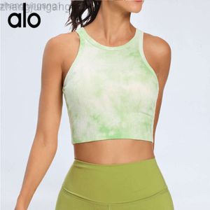 Desginer Als Yoga Top Shirt Clothe Short Woman New Tie Dyed Sports Fitness Tank Womens Tight Short Top Dance Training Clothes