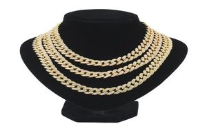 Trendy 830 -Zoll Roségold Miami Cuban Link -Kette Halskette Armband Sets aus Kristall Strsestone Wache Silber Schmuck Hip Hop2144166400