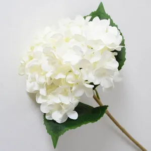 Decorative Flowers White Hydrangea Silk Heads Pack Of 5 Full Artificial With Stems For Wedding Home Decor Party Shop