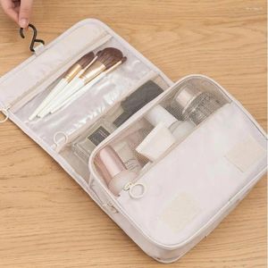 Storage Bags Cosmetic Bag With Hanging Hook Folding High Capacity Oxford Cloth Compartment Household Products