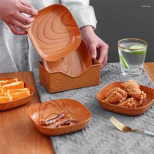 Plates Creative Imitation Wood Plastic Dumpling Plate Vinäger Dish Home Sushi Breakfast Tork