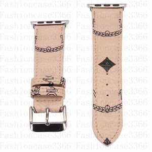 Fashion Top Designer Watchband -Gurte für Apple Watch Band 41 mm 45 mm 42 mm 38 mm 44 mm 49 mm Luxus -Designs Watchbänder iWatch 8 7 6 5 4 Leder -Buchstaben Druckstädte